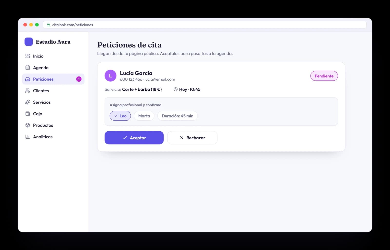 Peticiones: acepta y avisa